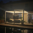 PURPLE LEAF Caesar LED Louvered Pergola with Integrated Solar Strip Lights Adjustable Aluminum Louvers Wind Resistant Pergolas for Patio Dining Deck Garden Yard White