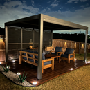 PURPLE LEAF Athena Louvered Pergola Bronze Outdoor Aluminum Pergola with Shutter Wall Adjustable Gazebo Rainproof for Patio Deck Garden