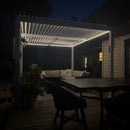 PURPLE LEAF Caesar LED Louvered Pergola with Integrated Solar Strip Lights Adjustable Aluminum Louvers Wind Resistant Pergolas for Patio Dining Deck Garden Yard White