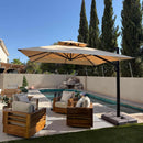 PURPLE LEAF Provence Series Offset Cantilever Patio Umbrella with Bronze Aluminum Frame, Vented Canopy for Deck, Pool and Café