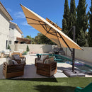 PURPLE LEAF Provence Series Offset Cantilever Patio Umbrella with Bronze Aluminum Frame, Vented Canopy for Deck, Pool and Café
