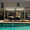 PURPLE LEAF Caesar LED Louvered Pergola with Integrated Solar Strip Lights Adjustable Aluminum Louvers Wind Resistant Pergolas for Patio Dining Deck Garden Yard White