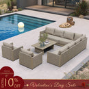 PURPLE LEAF Sanori L-Shaped Patio Couch Set Modular Sofa with Beige Cushions and Ottoman for Backyard