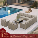 PURPLE LEAF Sanori L-Shaped Patio Couch Set Modular Sofa with Beige Cushions and Ottoman for Backyard