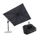 PURPLE LEAF Lateral Tilt Patio Umbrella with Base, 360° Swivel Cantilever Umbrella with Stand