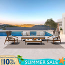 PURPLE LEAF Sicilia Classical Modular Outdoor Sectional with Oatmeal Greige Cushions Flexible Layout for Commercial Spaces
