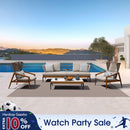 PURPLE LEAF Sicilia Classical Modular Outdoor Sectional with Oatmeal Greige Cushions Flexible Layout for Commercial Spaces