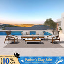 PURPLE LEAF Sicilia Classical Modular Outdoor Sectional with Oatmeal Greige Cushions Flexible Layout for Commercial Spaces