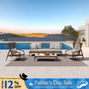 PURPLE LEAF Sicilia Classical Modular Outdoor Sectional with Oatmeal Greige Cushions Flexible Layout for Commercial Spaces