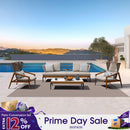 PURPLE LEAF Sicilia Classical Modular Outdoor Sectional with Oatmeal Greige Cushions Flexible Layout for Commercial Spaces