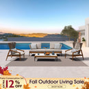 PURPLE LEAF Sicilia Classical Modular Outdoor Sectional with Oatmeal Greige Cushions Flexible Layout for Commercial Spaces