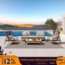 PURPLE LEAF Sicilia Classical Modular Outdoor Sectional with Oatmeal Greige Cushions Flexible Layout for Commercial Spaces