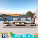 PURPLE LEAF Sicilia Classical Modular Outdoor Sectional with Oatmeal Greige Cushions Flexible Layout for Commercial Spaces