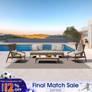PURPLE LEAF Sicilia Classical Modular Outdoor Sectional with Oatmeal Greige Cushions Flexible Layout for Commercial Spaces