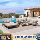 PURPLE LEAF Sicilia L-Shaped Modular Outdoor Sectional with Oatmeal Greige Cushions Flexible Layout for Garden Poolside