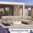 PURPLE LEAF Sicilia U-Shaped Modular Outdoor Sectional with Oatmeal Greige Cushions Flexible Layout for Porch Backyard