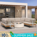 PURPLE LEAF Sicilia U-Shaped Modular Outdoor Sectional with Oatmeal Greige Cushions Flexible Layout for Porch Backyard