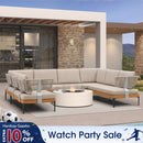PURPLE LEAF Sicilia U-Shaped Modular Outdoor Sectional with Oatmeal Greige Cushions Flexible Layout for Porch Backyard
