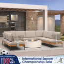 PURPLE LEAF Sicilia U-Shaped Modular Outdoor Sectional with Oatmeal Greige Cushions Flexible Layout for Porch Backyard