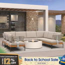 PURPLE LEAF Sicilia U-Shaped Modular Outdoor Sectional with Oatmeal Greige Cushions Flexible Layout for Porch Backyard