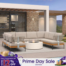 PURPLE LEAF Sicilia U-Shaped Modular Outdoor Sectional with Oatmeal Greige Cushions Flexible Layout for Porch Backyard