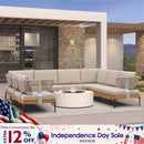 PURPLE LEAF Sicilia U-Shaped Modular Outdoor Sectional with Oatmeal Greige Cushions Flexible Layout for Porch Backyard