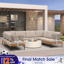 PURPLE LEAF Sicilia U-Shaped Modular Outdoor Sectional with Oatmeal Greige Cushions Flexible Layout for Porch Backyard