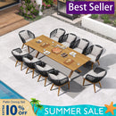 PURPLE LEAF Teak Patio Dining Set with Cushions and Pillow All-Weather Wicker Patio Table Set for Garden, Deck, and Yard