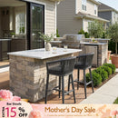PURPLE LEAF Counter Stools Bar Stools Rattan Bar Stools Wicker Bar Chairs Woven Aluminum Barstools with Back and Cushions