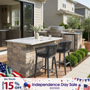 PURPLE LEAF Counter Stools Bar Stools Rattan Bar Stools Wicker Bar Chairs Woven Aluminum Barstools with Back and Cushions