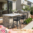 PURPLE LEAF Counter Stools, Bar Stools Set of 2 Rattan Bar Stools Wicker Bar Chairs Woven Aluminum Barstools with Back and Cushions