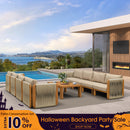 PURPLE LEAF Byron Open-End Modular Outdoor Sectional with Wide-Band Woven Design and Wood-Grain Aluminum Frame for Backyard Family Time