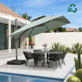 PURPLE LEAF Double Top 10 / 11 / 12 ft UV50 Fade-Resistant Outdoor Umbrellas Square Cantilever Olefin Fabric Patio Umbrella - Purple Leaf Garden Mint Green