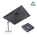 PURPLE LEAF grey rectangular patio umbrella with base, left-right tilt & 360° swivel.