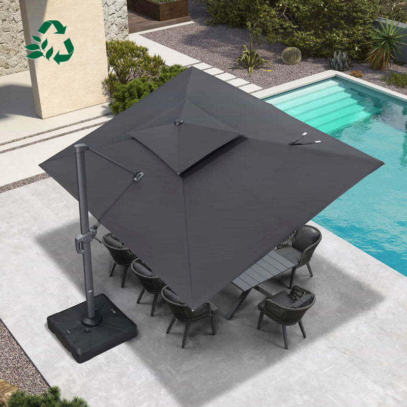 PURPLE LEAF UV50+ Fade Resistant Patio Cantilever Umbrella with Recycled Fabric