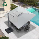 PURPLE LEAF Double Top 10 / 11 / 12 ft UV50 Fade-Resistant Outdoor Umbrellas Square Cantilever Olefin Fabric Patio Umbrella - Purple Leaf Garden Light Grey