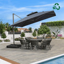 PURPLE LEAF Double Top 10 / 11 / 12 ft UV50 Fade-Resistant Outdoor Umbrellas Square Cantilever Olefin Fabric Patio Umbrella - Purple Leaf Garden Dark Grey