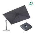 PURPLE LEAF grey rectangular patio umbrella with base, UV resistant fabric, left-right tilt.