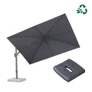 PURPLE LEAF grey rectangular patio umbrella with base, UV resistant fabric, left-right tilt.