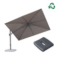 PURPLE LEAF graphite grey UV resistant patio umbrella with base, tilted, 360° swivel.