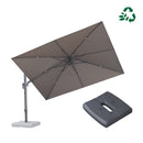 PURPLE LEAF graphite grey UV resistant patio umbrella with base, tilted, 360° swivel.