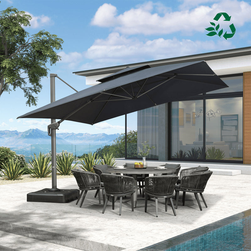 PURPLE LEAF Double Top 10 / 11 / 12 ft Square Cantilever Olefin Fabric Patio Umbrella - Purple Leaf Garden