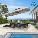 PURPLE LEAF Double Top 10 / 11 / 12 ft UV50 Fade-Resistant Outdoor Umbrellas Square Cantilever Olefin Fabric Patio Umbrella - Purple Leaf Garden Light Grey
