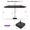 PURPLE LEAF Table Umbrella Double Sided Rectangular Patio Market Umbrella with Base