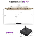 PURPLE LEAF Table Umbrella Double Sided Rectangular Patio Market Umbrella with Base