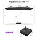 PURPLE LEAF Table Umbrella Double Sided Rectangular Patio Market Umbrella with Base