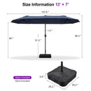 PURPLE LEAF Table Umbrella Double Sided Rectangular Patio Market Umbrella with Base