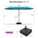 PURPLE LEAF Table Umbrella Double Sided Rectangular Patio Market Umbrella with Base