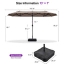 PURPLE LEAF Table Umbrella Double Sided Rectangular Patio Market Umbrella with Base