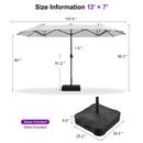 PURPLE LEAF Table Umbrella Double Sided Rectangular Patio Market Umbrella with Base